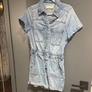 Altar’d State Light Blue Denim Romper